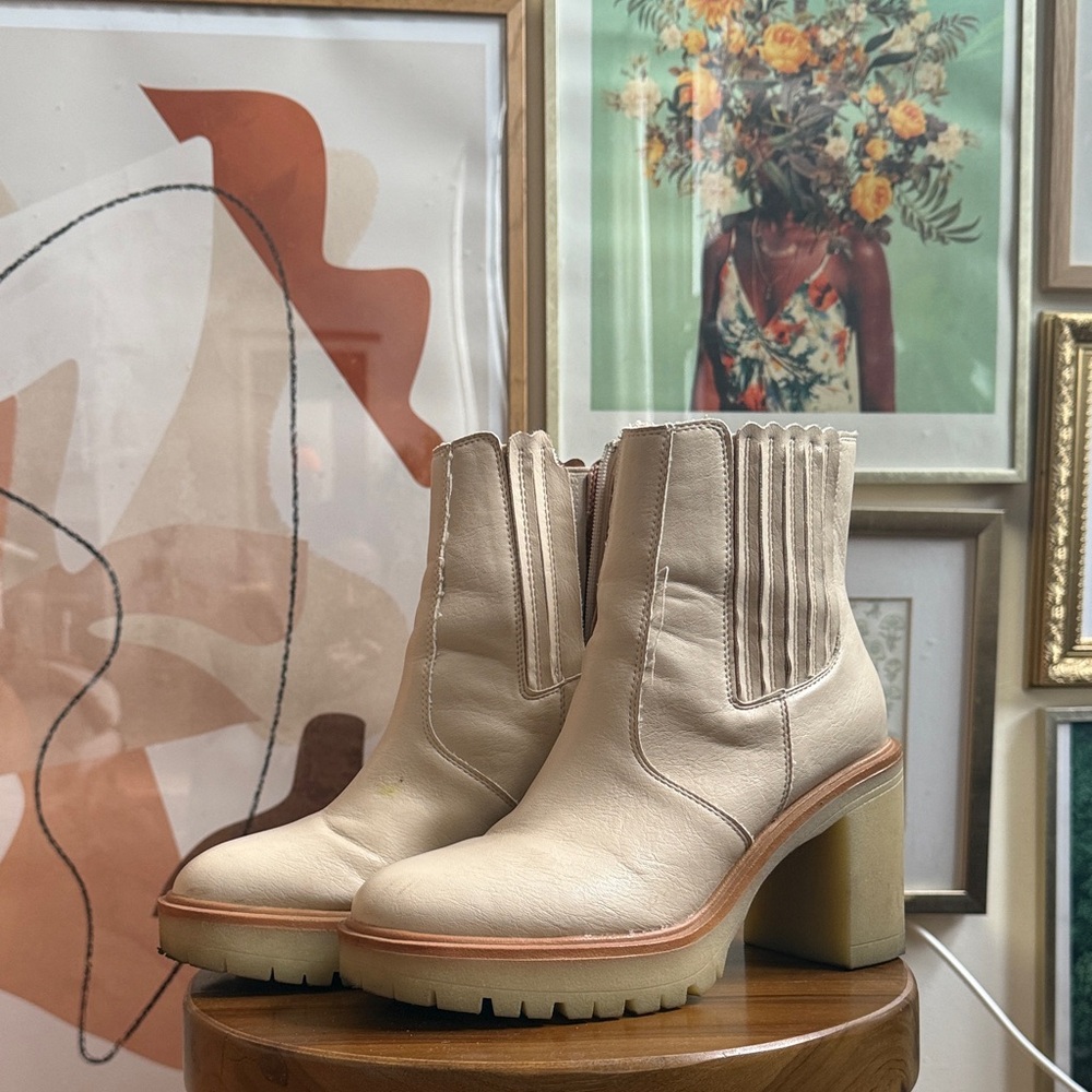 Chic Cream Heeled Boots